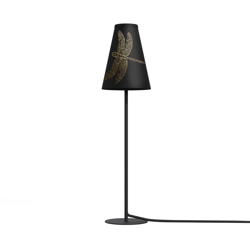 Lampa stołowa TRIFLE BLACK złoty wzór ozdobny | czarny
