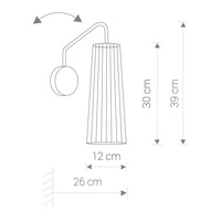 Kinkiet sklejka DOVER I black wys. 39cm | czarny 9266