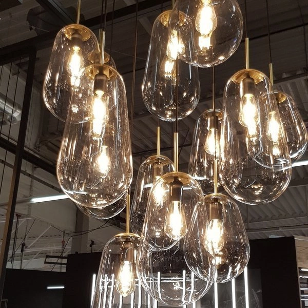 Lampa wisząca PEAR III wys. 130cm 3xE27 | złoty/transparentny 7794