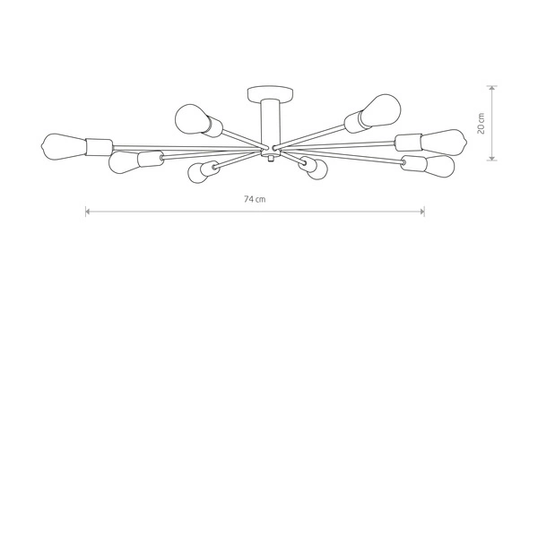 Lampa sufitowa loft MILL VIII czarny/złoty śr. 98cm 9135