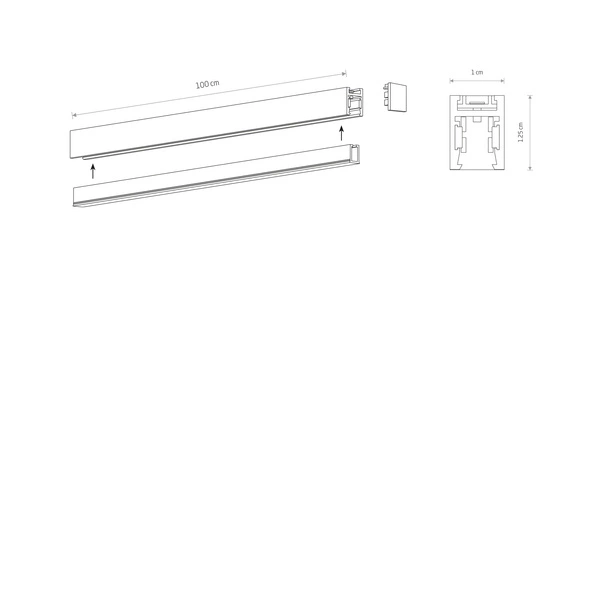 Natynkowy szynoprzewód niskonapięciowy NANO-LVM TRACK 1M | Czarny 11724