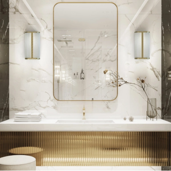 Kinkiet PALMAS LED BRASS wys. 30cm 15W barwa neutralna 4000K IP44 | mosiężny/biały 10730