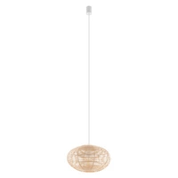 Lampa wisząca RATTAN S śr. 40cm E27 | naturalne drewno/biały 11153