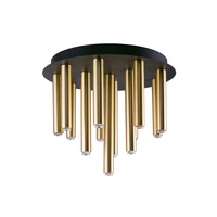 Lampa sufitowa nowoczesna rurki STALACTITE BRASS XIII czarny/mosiądz śr. 34cm 9054