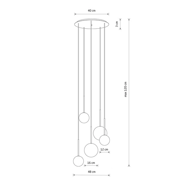 Lampa wisząca KARO V 120cm 5xG9 | czarny/złoty 10303