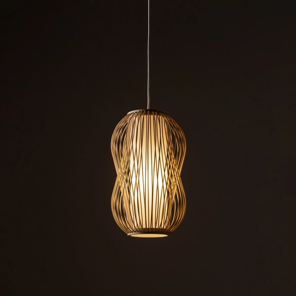 Lampa wisząca PUKET S śr. 21cm E27 | naturalne drewno/biały 11160