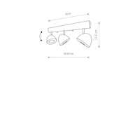Lampa sufitowa spot nowoczesny VESPA III czarny szer. 50cm 8841