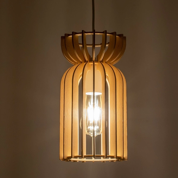 Lampa wisząca KYMI B szer. 16 cm 10571 drewno | Biała