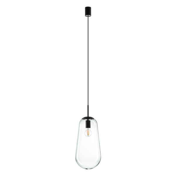 Lampa wisząca PEAR L 59cm E27 | czarny/transparentny 7797