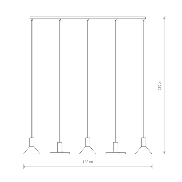 Lampa wisząca HERMANOS V BLACK dł. 132cm 5xGU10 | czarny 10906