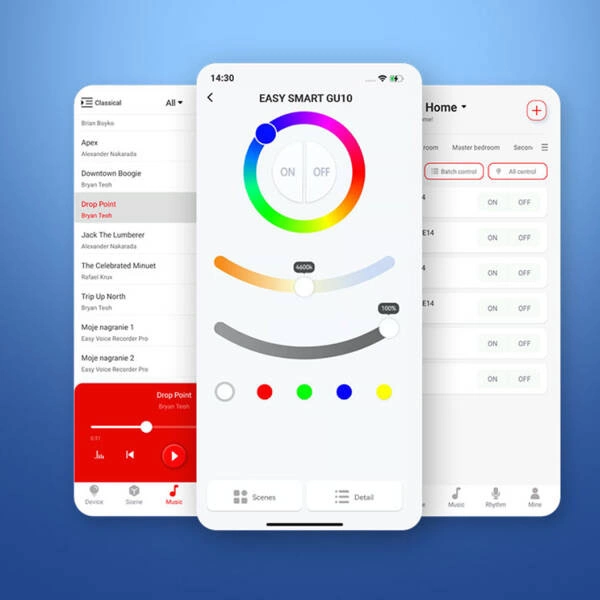 Żarówka LED sterowana Bluetooth RGBW + CCT barwa 2700 - 6000K 4,9W E14 SMART Simply multikolor
