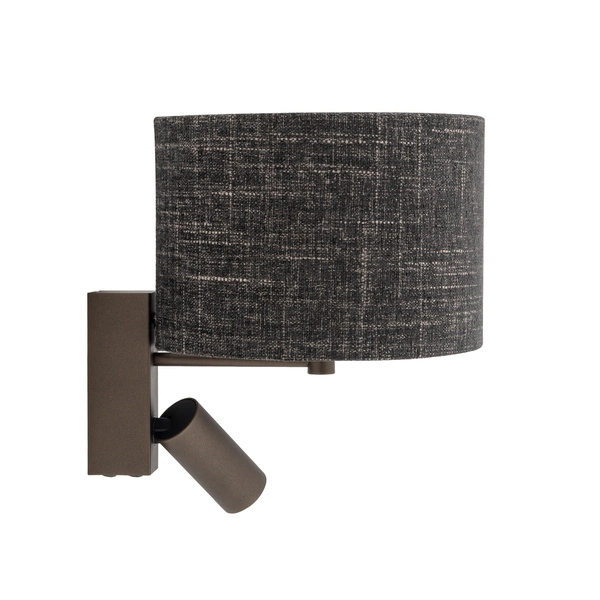 Kinkiet CEDRO A E27+miniGU10 wys.30cm włącznik | czarny melanż / satynowy czekoladowy 11661