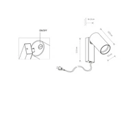 Reflektor MONO KINKIET z przewodem wys. 19,5cm GU10 | czarny/złoty 7765
