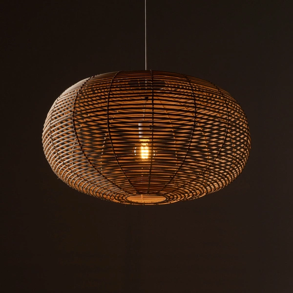Lampa wisząca RATTAN L śr. 79cm E27 | naturalne drewno/biały 11155