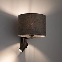 Kinkiet LAGO A E27+miniGU10 wys.30cm szer.23cm włącznik | Szary Umbra gray 11677