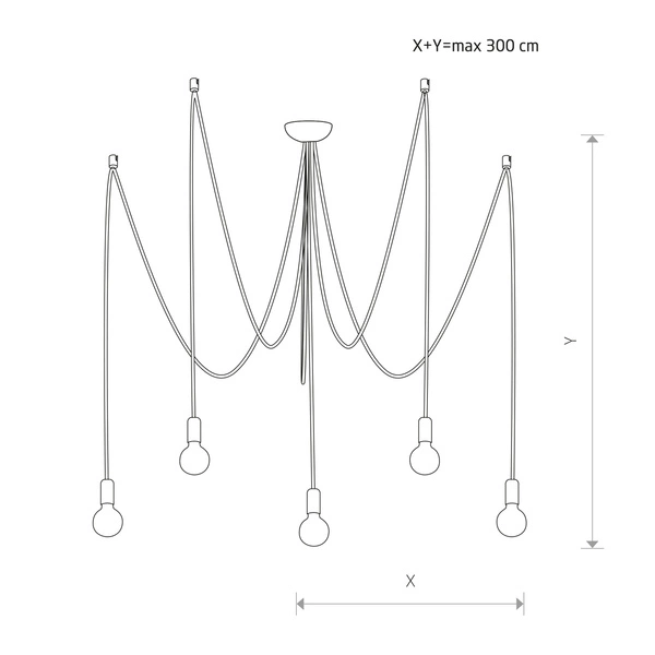 Lampa pająk SPIDER WHITE V x5 białe kable 9744