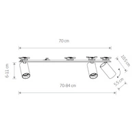 Lampa punktowa podtynkowa MONO SURFACE III szer. 70cm GU10 | czarny złoty 7691