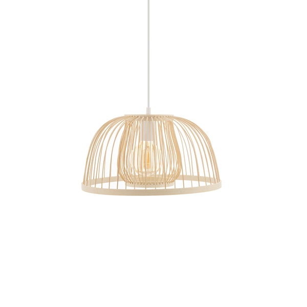 Lampa wisząca KRABI szer. 40cm E27 | naturalne drewno/biały 11158