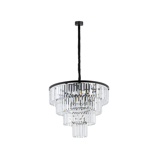 Żyrandol wiszący CRISTAL SILVER szer. 71cm 12xE14 | czarny 7614