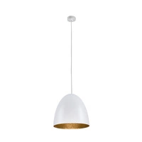 Lampa wisząca tuba nad stół EGG M biały/złoty śr. 39cm 9021