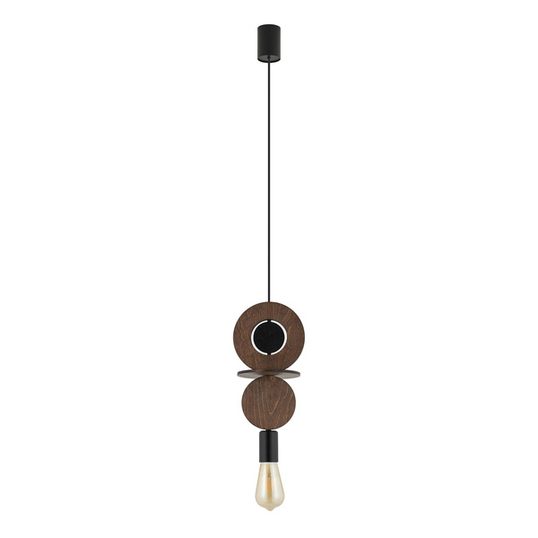 Lampa wisząca DROPS WOOD C 216,5cm E27 | ciemne drewno/czarny