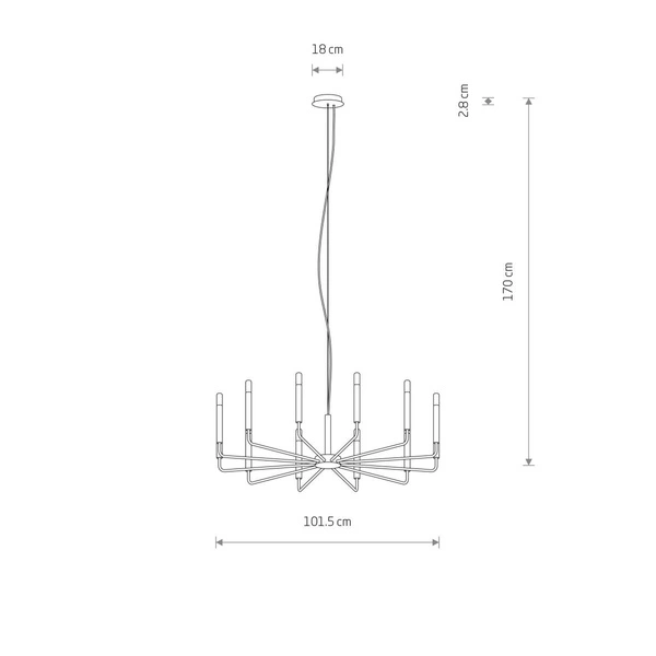 Lampa wisząca ORTO XII B 12xE14 wys.170cm szer.101.5cm | Silk gray 11465