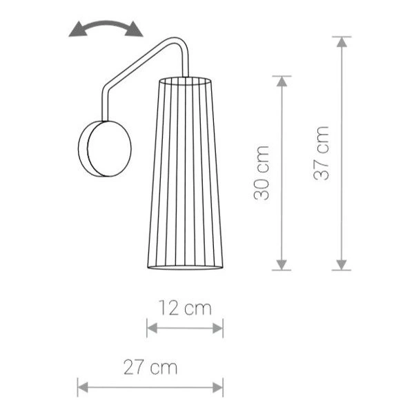 Kinkiet sklejka DOVER I black wys. 39cm | czarny 9266