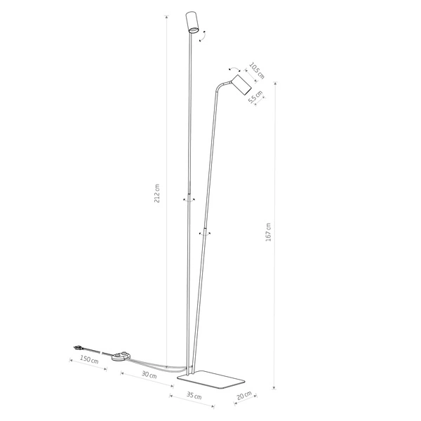 Lampa podłogowa podwójna MONO 120cm 2xGU10 | biały 7705