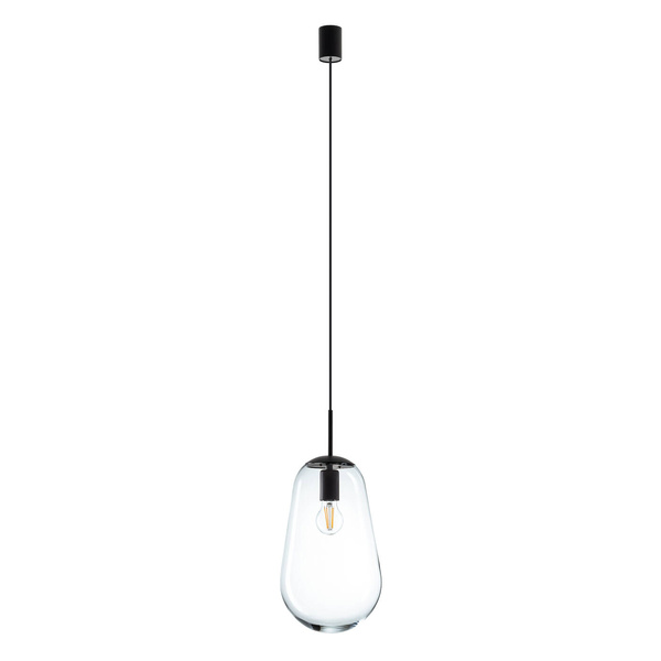 Lampa wisząca PEAR BLACK M wys. klosza 51,5cm E27 | czarny/transparentny 7798