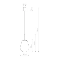 Lampa wisząca PEAR S 43,5cm E27 | czarny/transparentny 7800