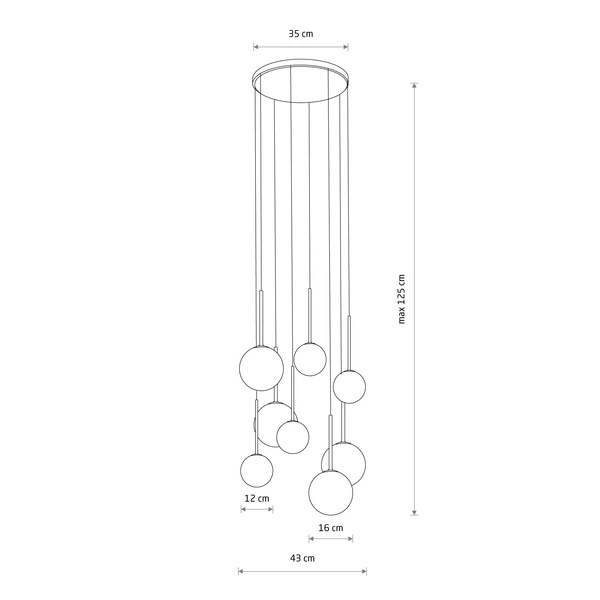 Lampa wisząca KARO VIII szer. 43cm 8xG9 | czarny 10934