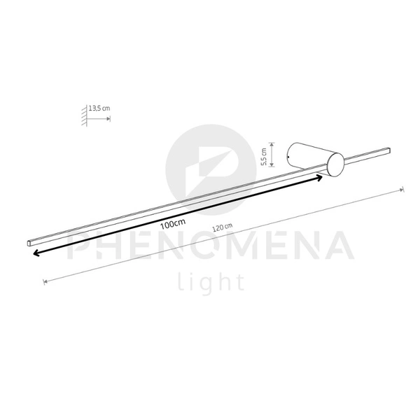 Kinkiet SABER LED L 120cm 16W barwa ciepła 3000K | czarny 10314