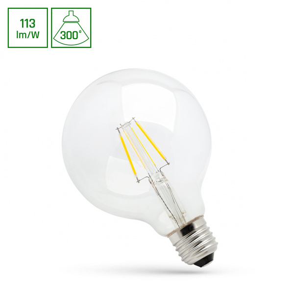 Filament LED GLOB G95 COG E27 4W WW CLEAR barwa ciepła