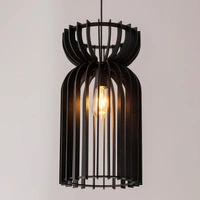 Lampa wisząca KYMI BLACK A szer. 26 cm 10573 drewno | Czarna 