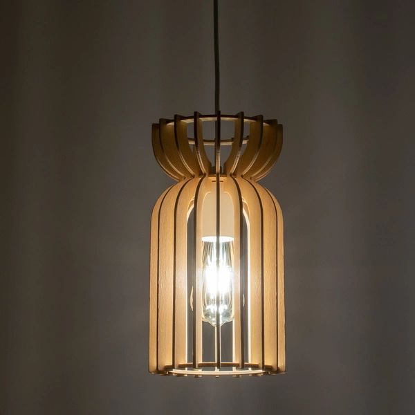 Lampa wisząca KYMI B szer. 16 cm 10571 drewno | Biała