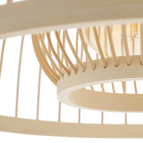 Lampa wisząca KRABI szer. 40cm E27 | naturalne drewno/biały 11158