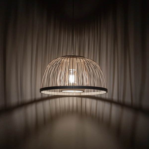 Lampa wisząca KRABI szer. 40cm E27 | naturalne drewno/biały 11158