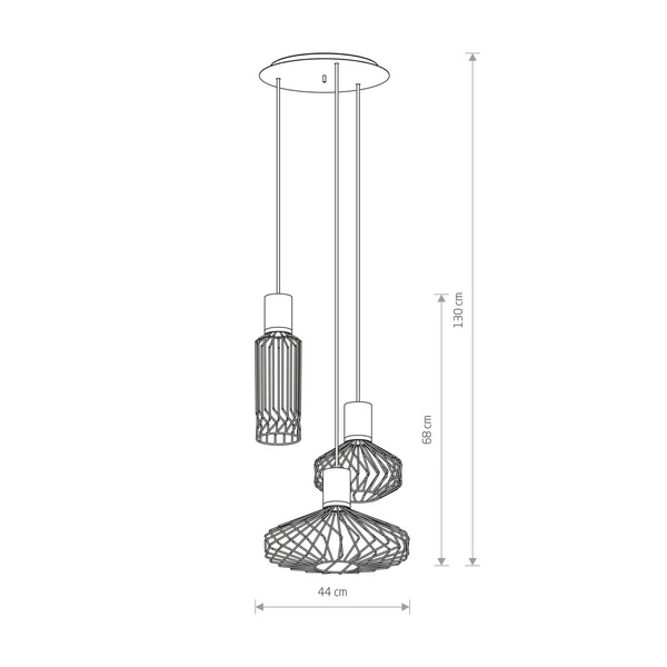 Lampa wisząca druciana nad stół PICO III czarny/złoty śr. 43cm 8863