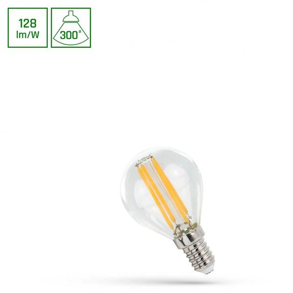 Żarówka filament LED kulka G45 E14 230V 4W COG CLEAR neutralna 4000K