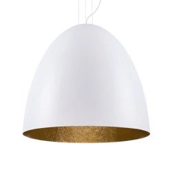 Lampa wisząca tuba nad stół EGG L biały/złoty śr. 55cm 9023