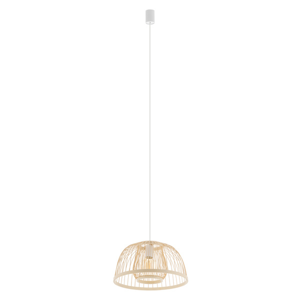 Lampa wisząca KRABI szer. 40cm E27 | naturalne drewno/biały 11158