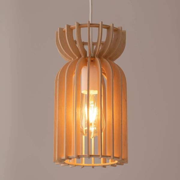 Lampa wisząca KYMI B szer. 16 cm 10571 drewno | Biała