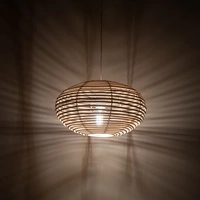 Lampa wisząca RATTAN S śr. 40cm E27 | naturalne drewno/biały 11153