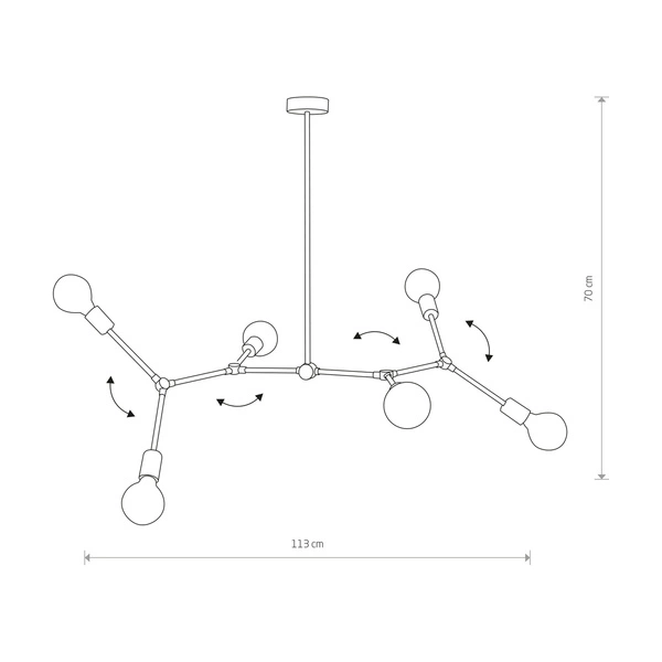 Lampa sufitowa loft TWIG VI czarny szer. 110cm 9138