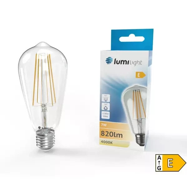 Żarówka LED E27 ST64 7W filament 4000K | barwa neutralna