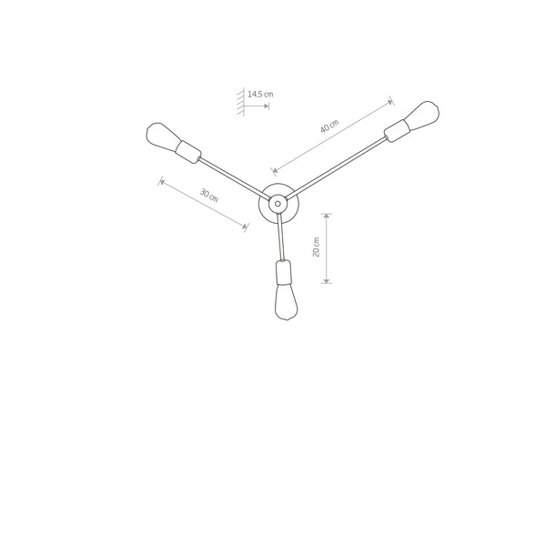Kinkiet lampa sufitowa loft MILL III czarny/złoty 9136