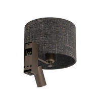 Kinkiet CEDRO A E27+miniGU10 wys.30cm włącznik | czarny melanż / satynowy czekoladowy 11661