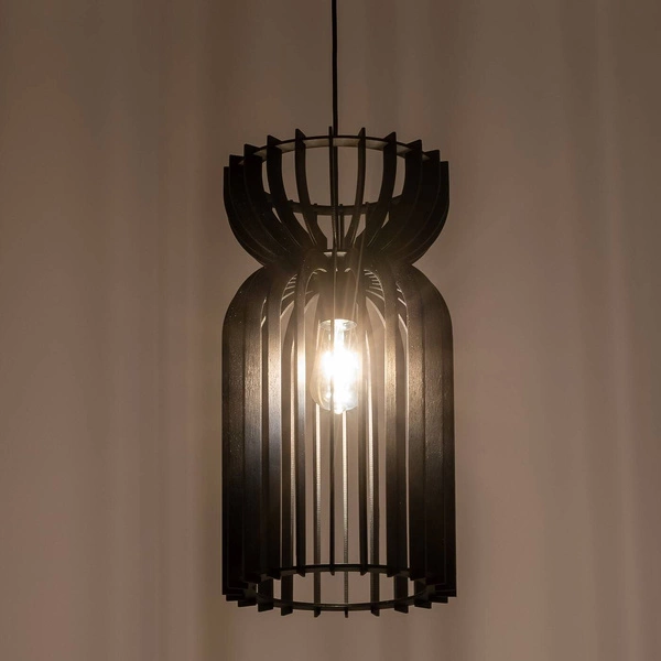 Lampa wisząca KYMI BLACK A szer. 26 cm 10573 drewno | Czarna