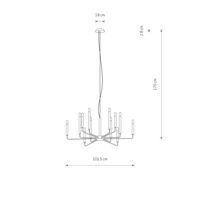 Lampa wisząca ORTO XII A 12xE14 wys.170cm szer.101.5cm | Silk gray 11463