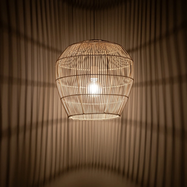 Lampa wisząca HAITI S śr. 43cm E27 | naturalne drewno/biały 11163